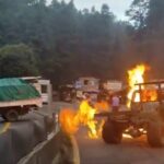 Pobladores incendian camionetas en carretera México-Toluca para exigir freno a tala clandestina